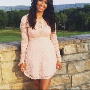 Pink lace cocktail dress